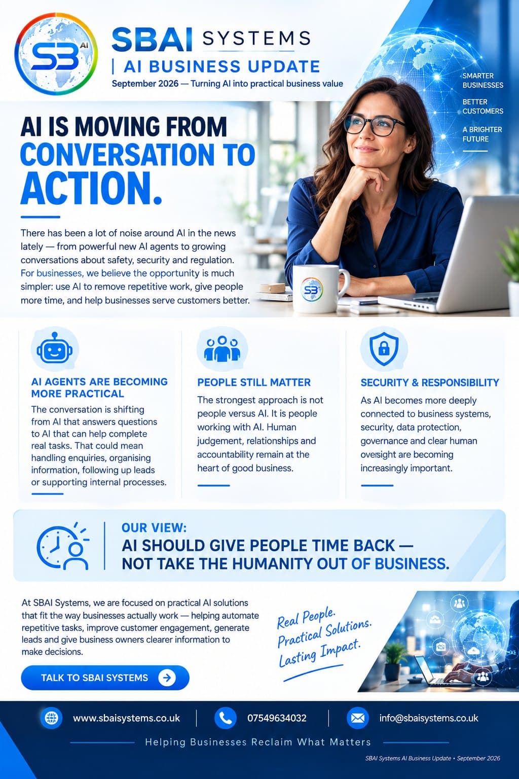 SBAI Systems AI Business Update, September 2026: AI is moving from conversation to action